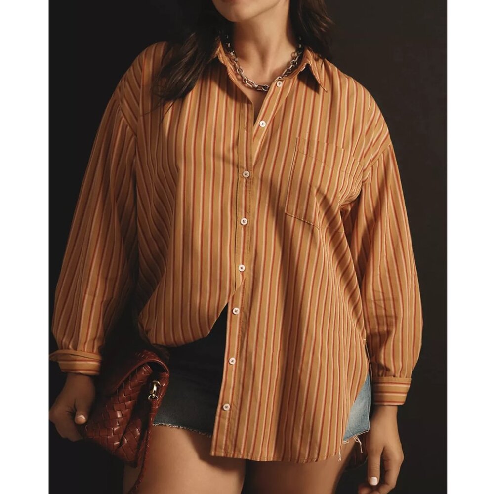 Anthropologie Maeve The Bennet Buttondown Shirt by Maeve Brown Motif 1X